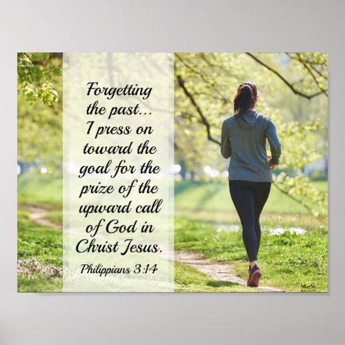 Philippians 314 Bible Verse Girl Running Poster