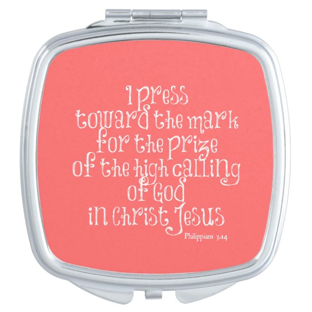 Philippians 3.14 Bible Verse Mirror For Makeup (Front)
