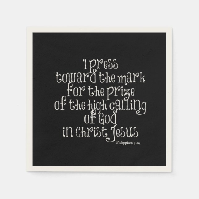 Philippians 3.14 Bible Verse Paper Napkins (Front)