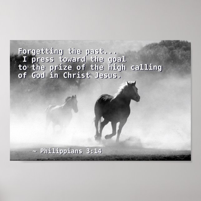 Philippians 3:14 I press toward the goal, Horses Poster (Front)