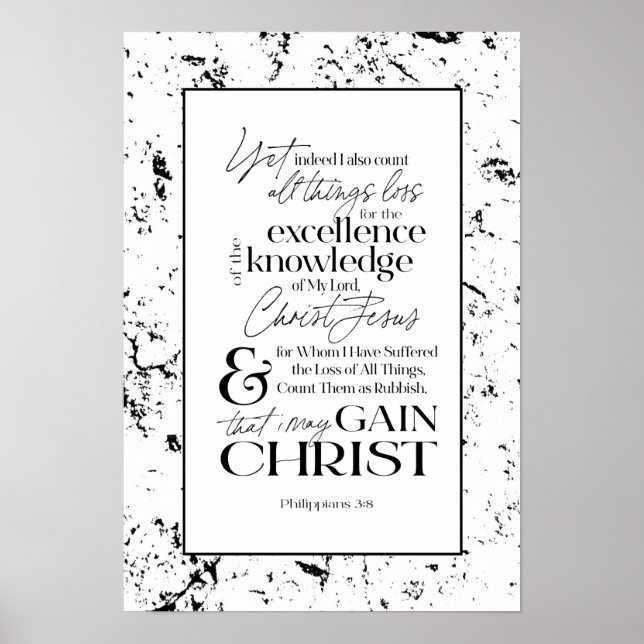 PHILIPPIANS 3:8 Bible Verse Art Poster (Front)