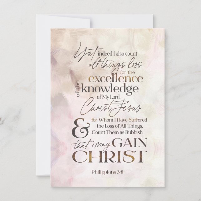 Philippians 3:8 Scripture Watercolor Note Card (Front)