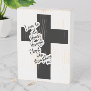 Philippians 413 I can do all things through Christ Wooden Box Sign