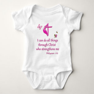 Philippians 4:11 I can do all things Baby Bodysuit