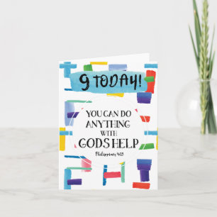 Philippians 4:13 9 Today Multicoloured Watercolour Card