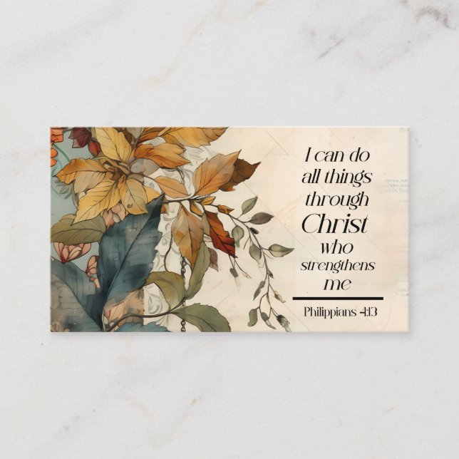 Philippians 4:13 All things through Christ Bible Business Card (Front)
