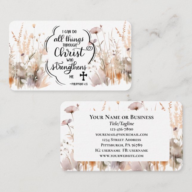 Philippians 4:13 All things through Christ Bible Business Card (Front/Back)