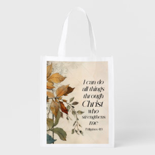 Philippians 4:13 All things through Christ Bible Grocery Bag