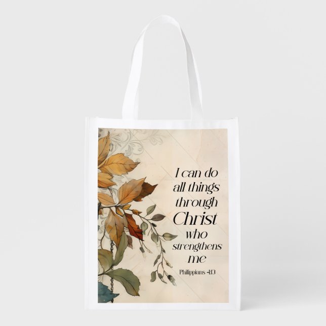 Philippians 4:13 All things through Christ Bible Grocery Bag (Front)