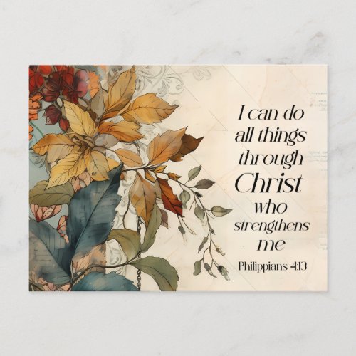 Philippians 413 All things through Christ Bible  Postcard