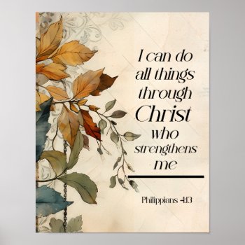 Philippians 4:13 All Things Through Christ Bible  Poster by CChristianDesigns at Zazzle