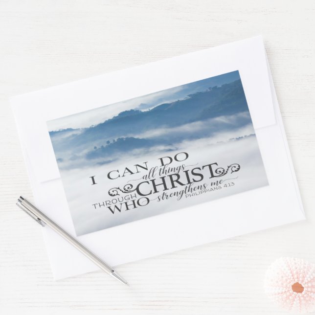 Philippians 4:13 All things through Christ Bible Rectangular Sticker (Envelope)