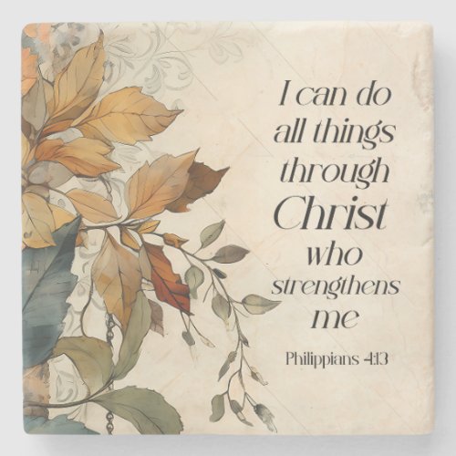 Philippians 413 All things through Christ Bible Stone Coaster