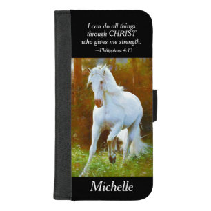 Philippians 4:13 All things through Christ, Horse iPhone 8/7 Plus Wallet Case
