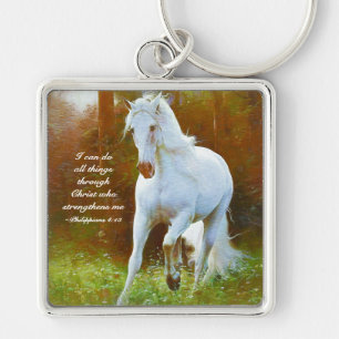 Philippians 4:13 All things through Christ, Horse Keychain