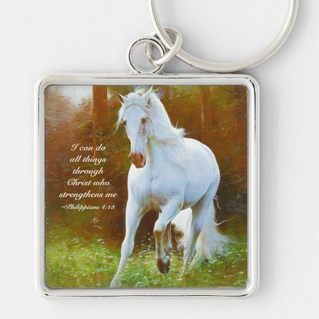 Philippians 4:13 All things through Christ, Horse Keychain (Front)