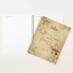 Philippians 4:13 Bible Scripture Floral Planner