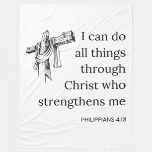 Philippians 4:13 Bible Scripture KJV Quote Fleece Blanket