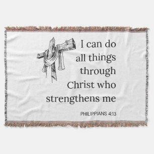 Philippians 4:13 Bible Scripture KJV Quote Throw Blanket