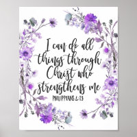 Philippians 4:13 Bible Scripture Purple Lavender