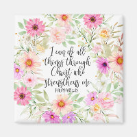 Philippians 4:13 Bible Scripture Verse Floral
