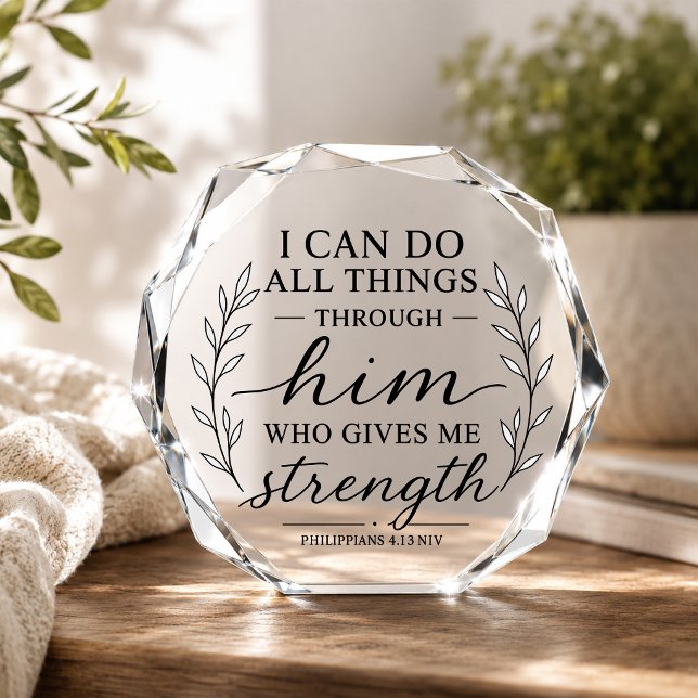 Philippians 4:13 Bible Verse Acrylic Block Decor (Philippians 4:13 Bible Verse Acrylic Block –  Faith Decor and Gifts)