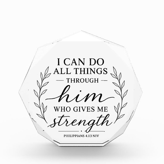 Philippians 4:13 Bible Verse Acrylic Block Decor (Front)