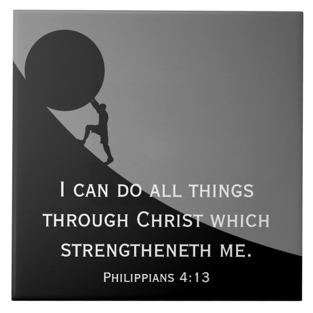 Philippians 4:13 Bible Verse Christian Ceramic Tile (Front)