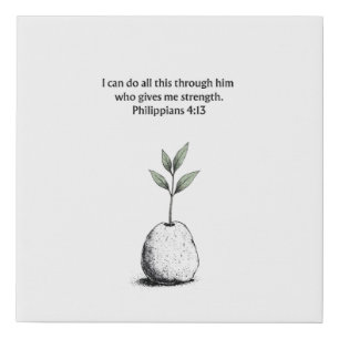 Philippians 4:13 Bible Verse Christian Decor Gift Faux Canvas Print
