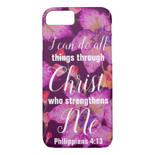 Philippians 4:13 Bible Verse Floral iPhone 8/7 Case