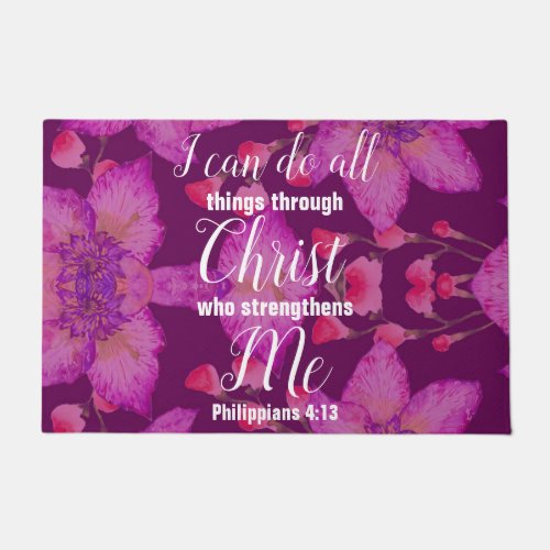 Philippians 413 Bible Verse Floral Doormat