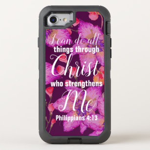 Philippians 4:13 Bible Verse Floral OtterBox Defender iPhone SE/8/7 Case