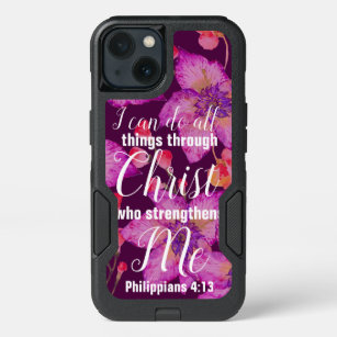 Philippians 4:13 Bible Verse Floral iPhone 13 Case