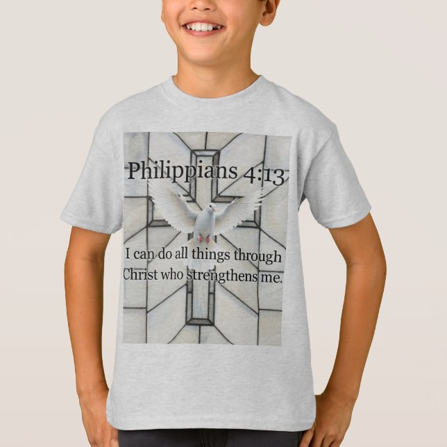 Philippians 4:13 Bible Verse Kid's Tee Shirt (Front)