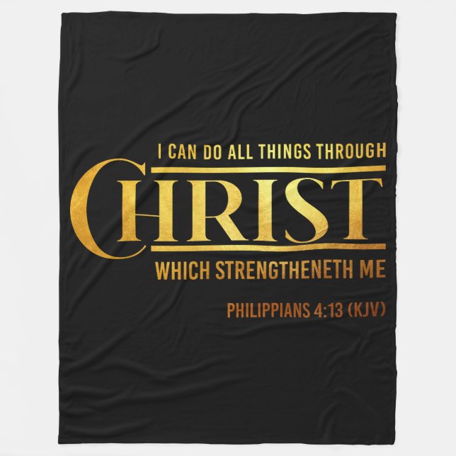 Philippians 4:13 Bible Verse KJV Quote Fleece Blanket (Front)
