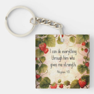 Philippians 4:13 Bible Verse on Timeless Design Keychain