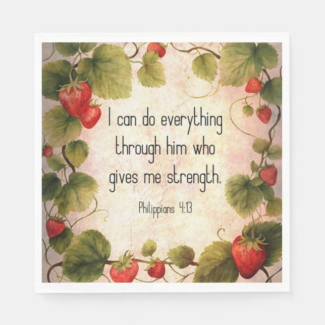Philippians 4:13 Bible Verse on Timeless Design Napkins (Front)