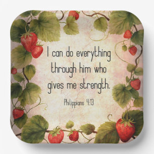 Philippians 4:13 Bible Verse on Timeless Design Paper Plates