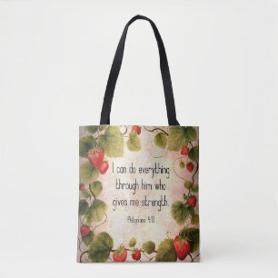 Philippians 4:13 Bible Verse on Timeless Design Tote Bag