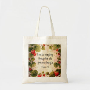 Philippians 4:13 Bible Verse on Timeless Design Tote Bag