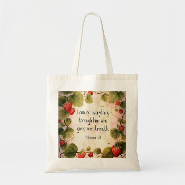 Philippians 4:13 Bible Verse on Timeless Design Tote Bag (Front)