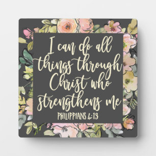 Philippians 4:13 Bible Verse Pretty Pastel Floral Plaque