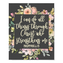 Philippians 4:13 Bible Verse Pretty Pastel Floral