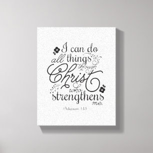 Philippians 4:13 Bible Verse Scripture Pick Color Canvas Print