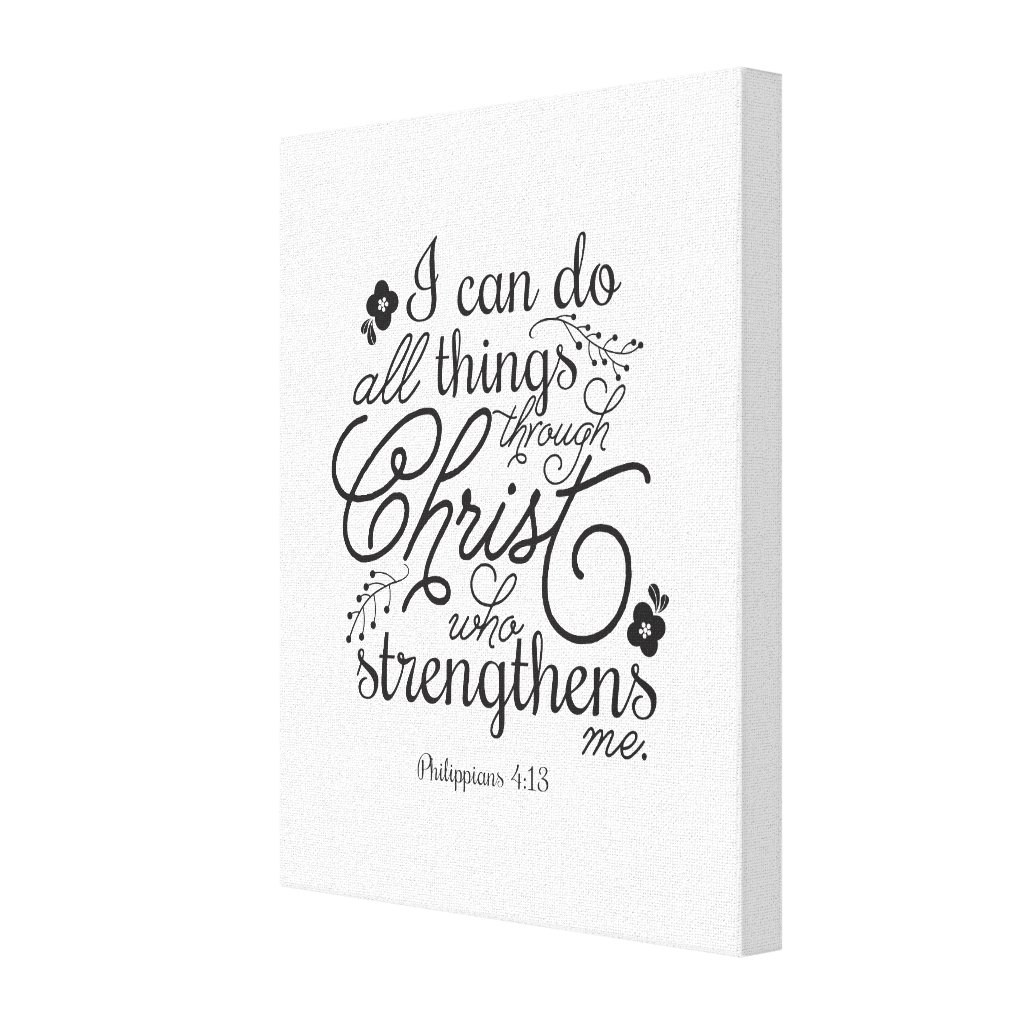 Philippians 4:13 Bible Verse Scripture Pick Color Canvas Print