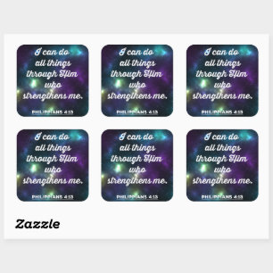 Philippians 4:13 Bible Verse Square Sticker