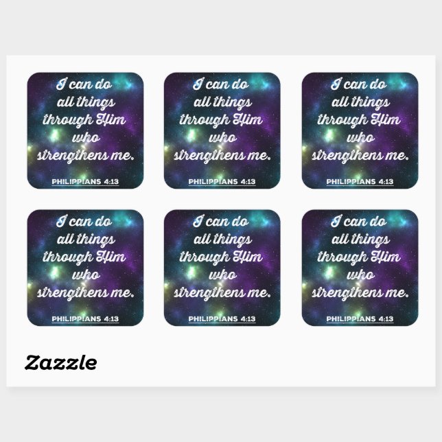 Philippians 4:13 Bible Verse Square Sticker (Sheet)