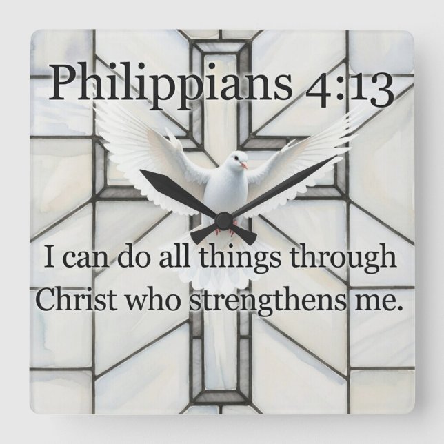 Philippians 4:13 Bible Verse Wall Clock (Front)