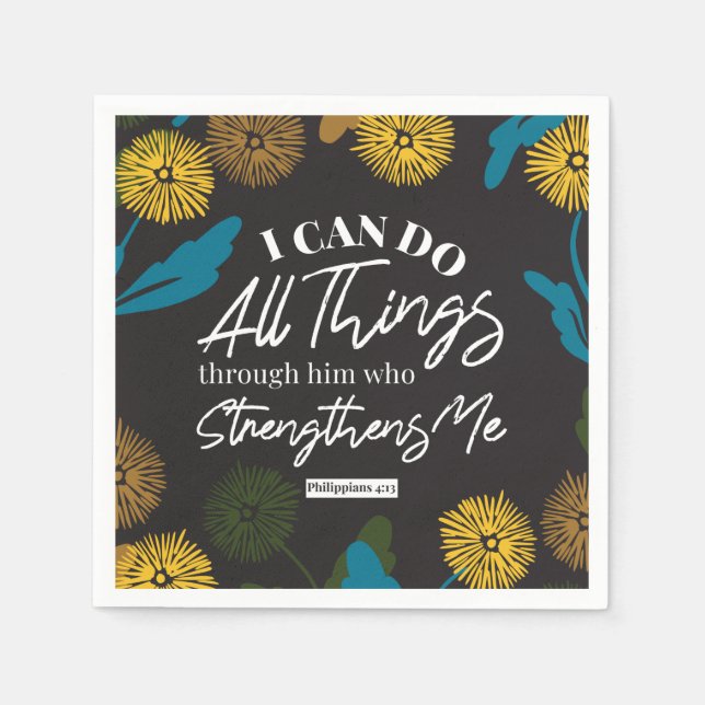 Philippians 4:13 black ver napkins (Front)