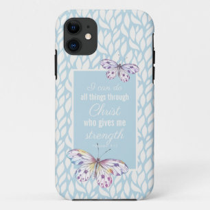 Philippians 4:13 Blue Butterfly iPhone 11 Case